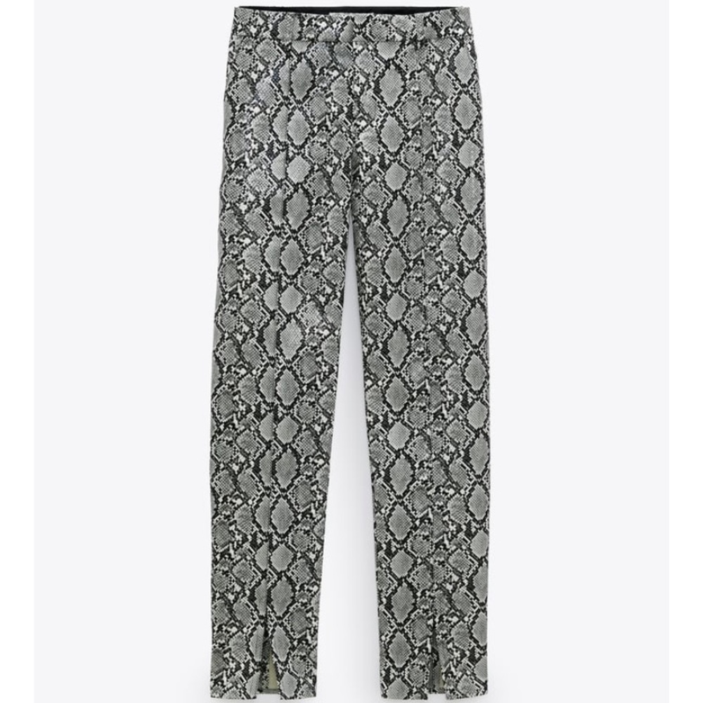 Snakeskin Textured Leather Pants